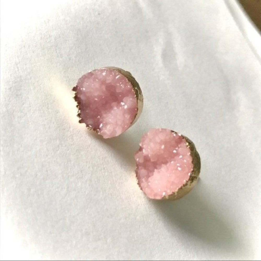 Indie Boho Druzy Black Crystal Quartz Stud Earring - Picture 6 of 8